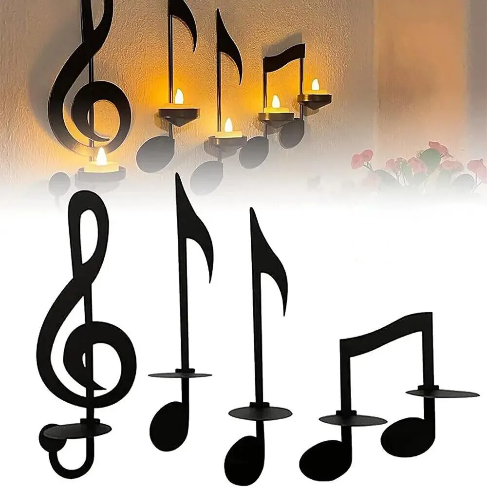 Music Note Wall Sconce, 4Pcs Black Candle Holder Home Decor Wall Ornament
Music Note Wall Sconce, 4Pcs Black Candle Holder Home Decor Wall Ornament