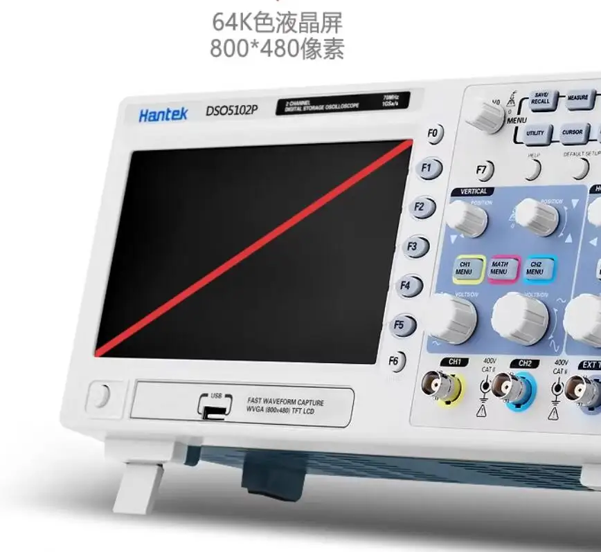 Portable Digital Oscilloscope 100MHz 1GSa/s Dual Channels 40K Record Length USB Handheld Oscilloscopes DS05102P
Portable Digital Oscilloscope 100MHz 1GSa/s Dual Channels 40K Record Length USB Handheld Oscilloscopes DS05102P