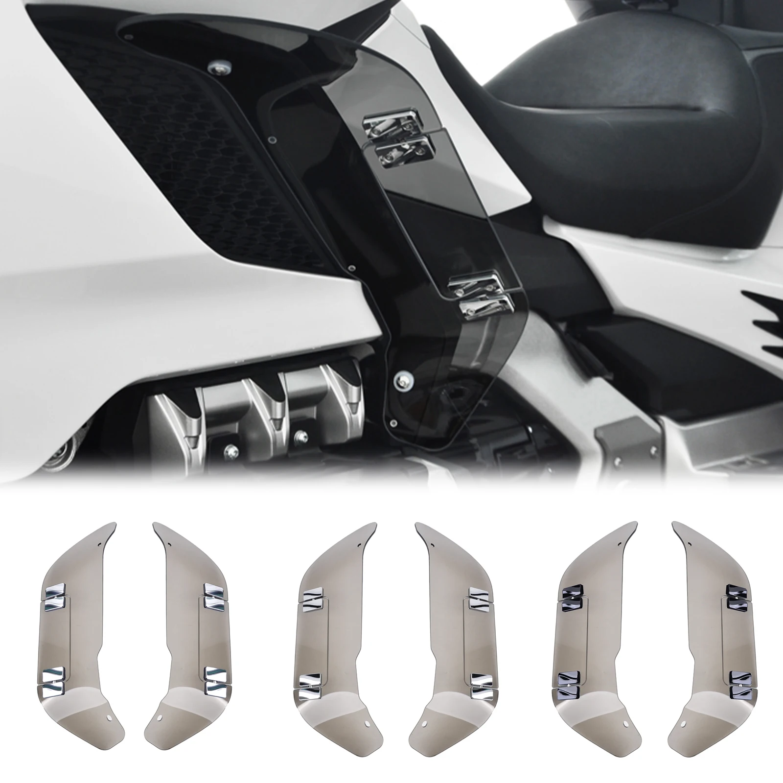 Панический дымчато-серый регулируемый дефлектор лобового стекла с боковым крылом для Honda Gold Wing GL1800 GL1800B F6B 2018-2025 PMMA
Панический дымчато-серый регулируемый дефлектор лобового стекла с боковым крылом для Honda Gold Wing GL1800 GL1800B F6B 2018-2025 PMMA