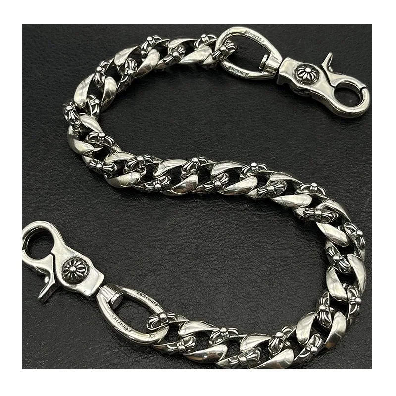 Trendy Jewelry Thai Silver Retro Old Glossy Lobster Buckle Trouser Chain Bag Chain Classic Cross Flower Hanging Chain Accessorie
Trendy Jewelry Thai Silver Retro Old Glossy Lobster Buckle Trouser Chain Bag Chain Classic Cross Flower Hanging Chain Accessorie
