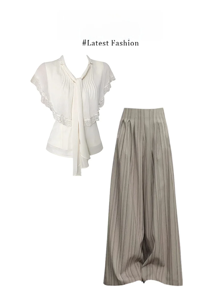 Parkyeon Slimming High Waist Casual Pants Set with Belt And Lace Design Fashionable Summer Outfit for Women Casual Style
Parkyeon Slimming High Waist Casual Pants Set with Belt And Lace Design Fashionable Summer Outfit for Women Casual Style