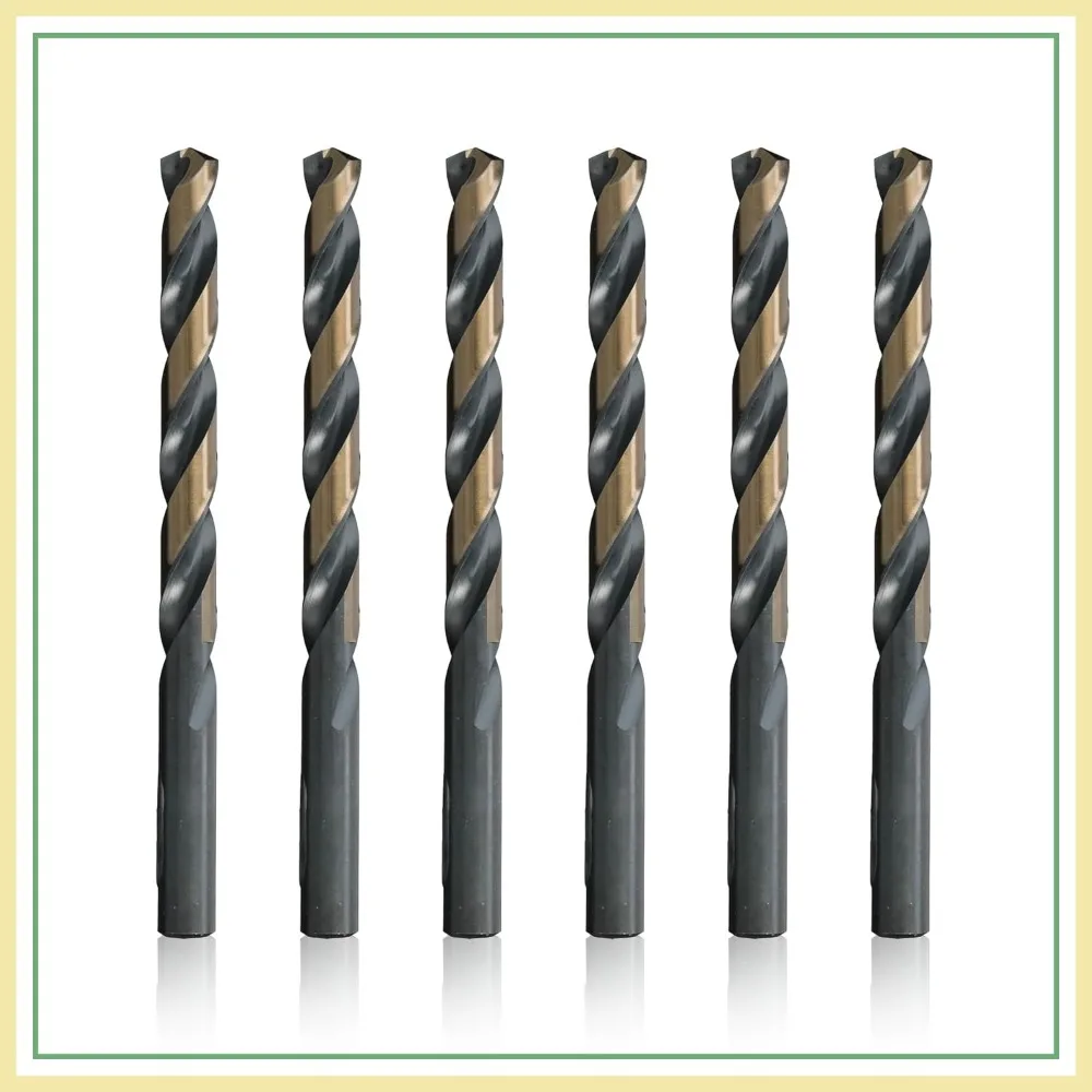 13mm HSS Black & Gold Split Point Drill Bit Set (6-Pack) for Metal, Wood, Stainless Steel
13mm HSS Black & Gold Split Point Drill Bit Set (6-Pack) for Metal, Wood, Stainless Steel