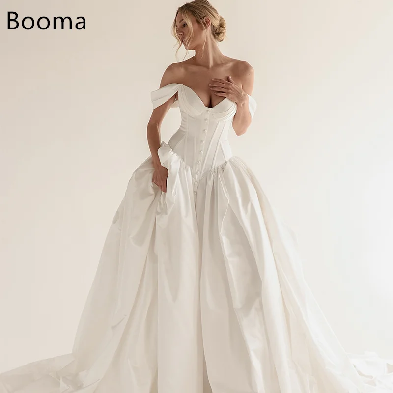 Booma A-Line Simple Ivory Wedding Dresses Sleeveless Pleat Satin Off The Shoulder Long Elegant Brides Gown Custom Made 2025
Booma A-Line Simple Ivory Wedding Dresses Sleeveless Pleat Satin Off The Shoulder Long Elegant Brides Gown Custom Made 2025