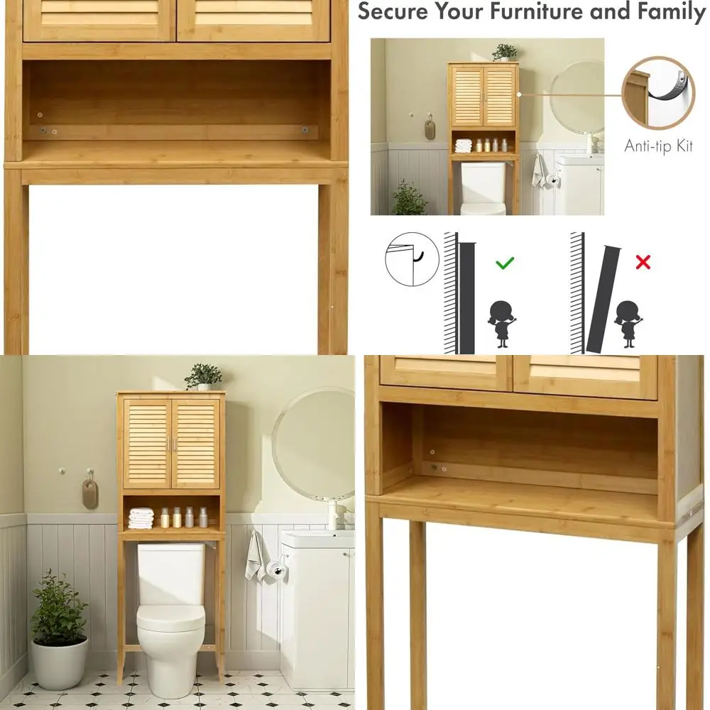 Freestanding Bamboo Toilet Storage Cabinet with Bottom Shelf, Double Door Organizer for Space-Saving Bathroom Solutions
Freestanding Bamboo Toilet Storage Cabinet with Bottom Shelf, Double Door Organizer for Space-Saving Bathroom Solutions