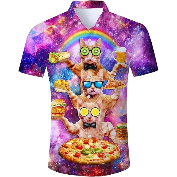 Funny Cat Design Surf Graphic Shirts For Men Hip Hop Men's Streetwear Cute Animal Cats Lapela Blouse
Funny Cat Design Surf Graphic Shirts For Men Hip Hop Men's Streetwear Cute Animal Cats Lapela Blouse