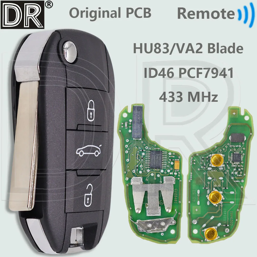 DR OEM PCB ID46 PCF7941 433MHz HU83/VA2 Car Remote Key For Citroen C2 C3 C4 Cactus C-Elysee Peugeot 208 301 308 508 608 2008
DR OEM PCB ID46 PCF7941 433MHz HU83/VA2 Car Remote Key For Citroen C2 C3 C4 Cactus C-Elysee Peugeot 208 301 308 508 608 2008