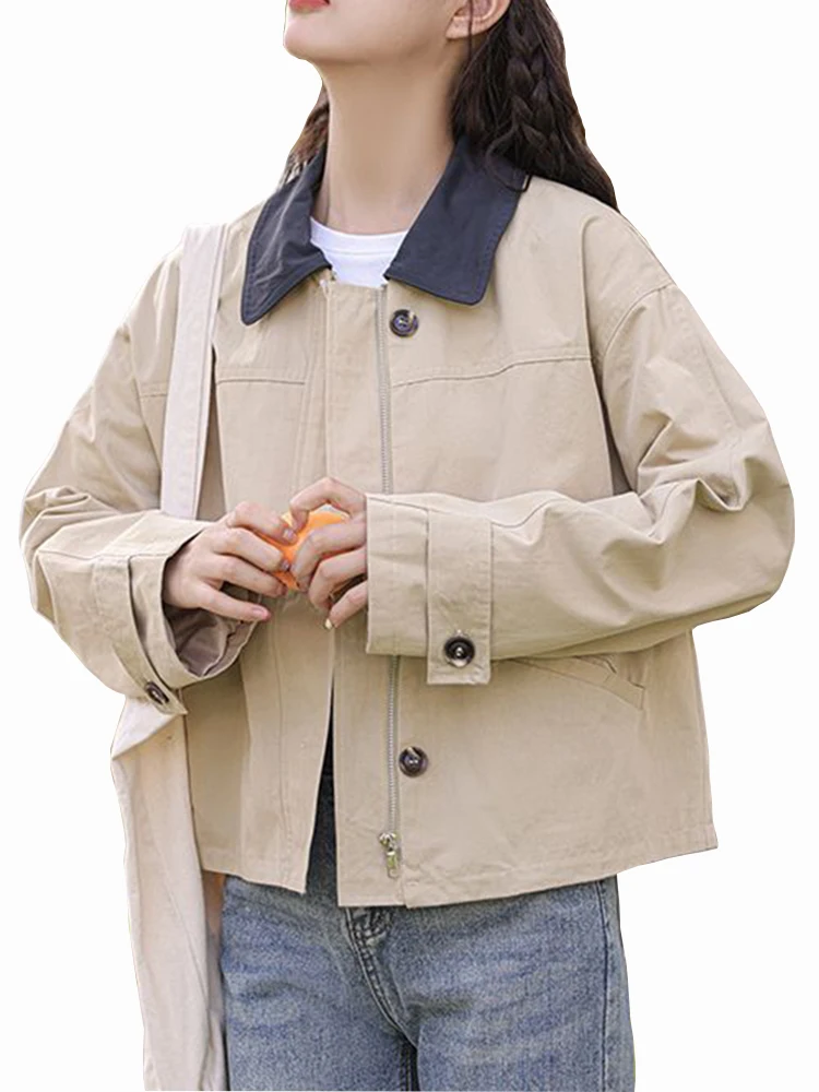 Casual Short Jackets Coat For Women Autumn Turn Down Collar Women Jacket Button Loose Women's Basic Coat
Casual Short Jackets Coat For Women Autumn Turn Down Collar Women Jacket Button Loose Women's Basic Coat