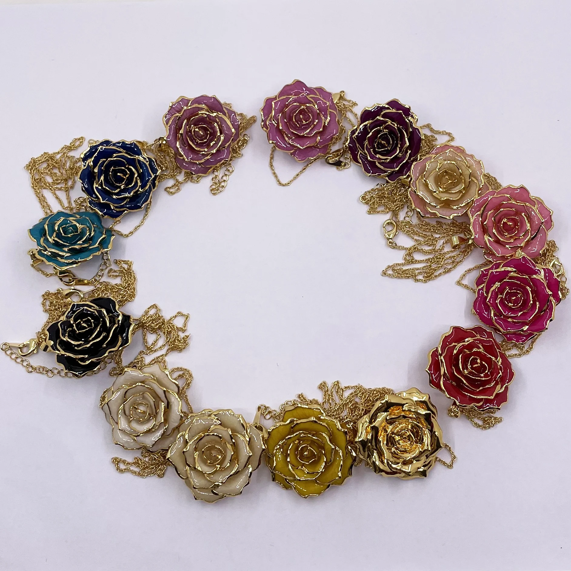 Multi-Color Gold Plated Rose Pendant Necklace with Gift Box for Wedding and Valentines Mother Day Gift
Multi-Color Gold Plated Rose Pendant Necklace with Gift Box for Wedding and Valentines Mother Day Gift