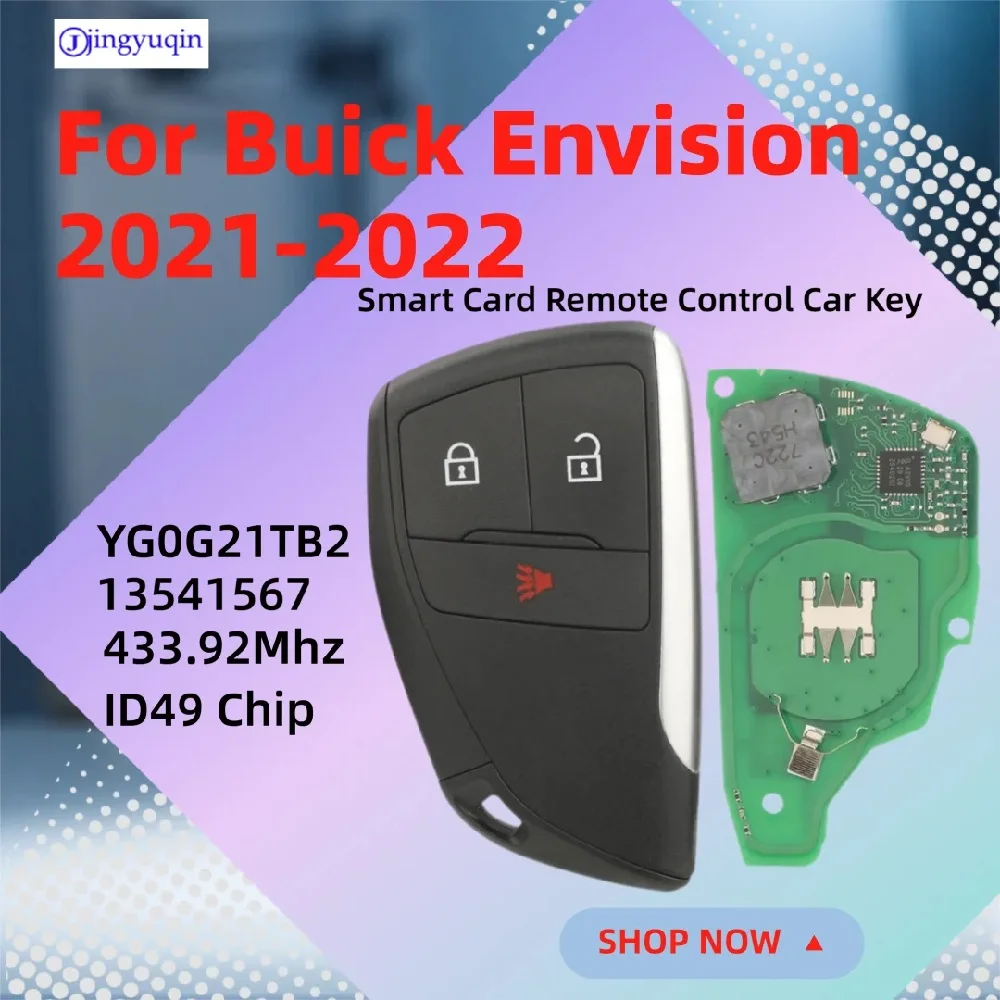 Jingyuqin для Buick Envision 2021-2022, 3 кнопки, автомобильный ключ с дистанционным управлением, частота:433,92 МГц ID49чип PN: 13541567 Fccid: YG0G21TB2
Jingyuqin для Buick Envision 2021-2022, 3 кнопки, автомобильный ключ с дистанционным управлением, частота:433,92 МГц ID49чип PN: 13541567 Fccid: YG0G21TB2