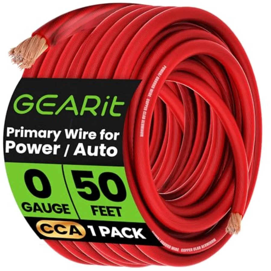0 Gauge Wire CCA 50 ft Red, 1/0 AWG Copper Clad Aluminum Ground Wire Battery Cable for Car Audio Amplifier, Subwoofer, Automoti
0 Gauge Wire CCA 50 ft Red, 1/0 AWG Copper Clad Aluminum Ground Wire Battery Cable for Car Audio Amplifier, Subwoofer, Automoti