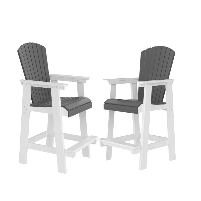 Outdoor Tall Adirondack Chairs Set of 2, High Back Patio Bar Stools, White and Gray HDPE, Durable Outdoor Seating
Outdoor Tall Adirondack Chairs Set of 2, High Back Patio Bar Stools, White and Gray HDPE, Durable Outdoor Seating