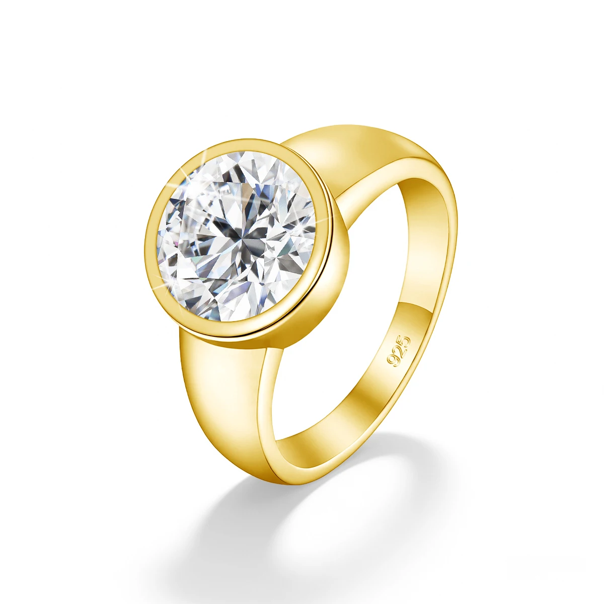 Plated 18K Gold Bezel Set 5CT Round Cut Moissanite Ring 925 Sterling Silver Wedding Engagement Jewelry Gift for Women Man
Plated 18K Gold Bezel Set 5CT Round Cut Moissanite Ring 925 Sterling Silver Wedding Engagement Jewelry Gift for Women Man