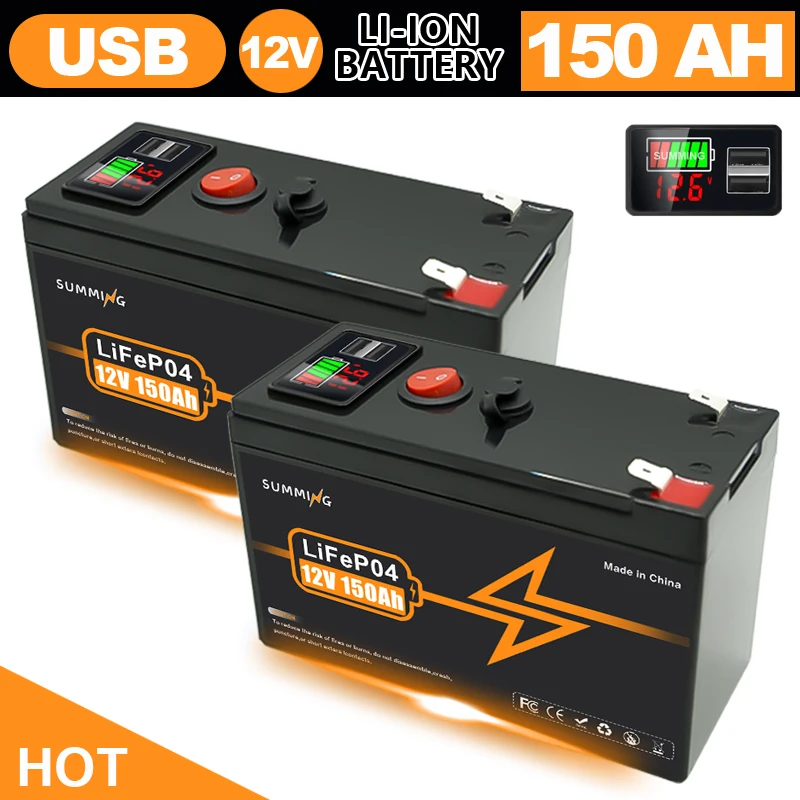 LiFePO4 12V 150Ah Rechargeable Lithium Battery,Built-in BMS,Perfect for Ride on Toys,solar panels,Fish Finders,Power Wheels
LiFePO4 12V 150Ah Rechargeable Lithium Battery,Built-in BMS,Perfect for Ride on Toys,solar panels,Fish Finders,Power Wheels