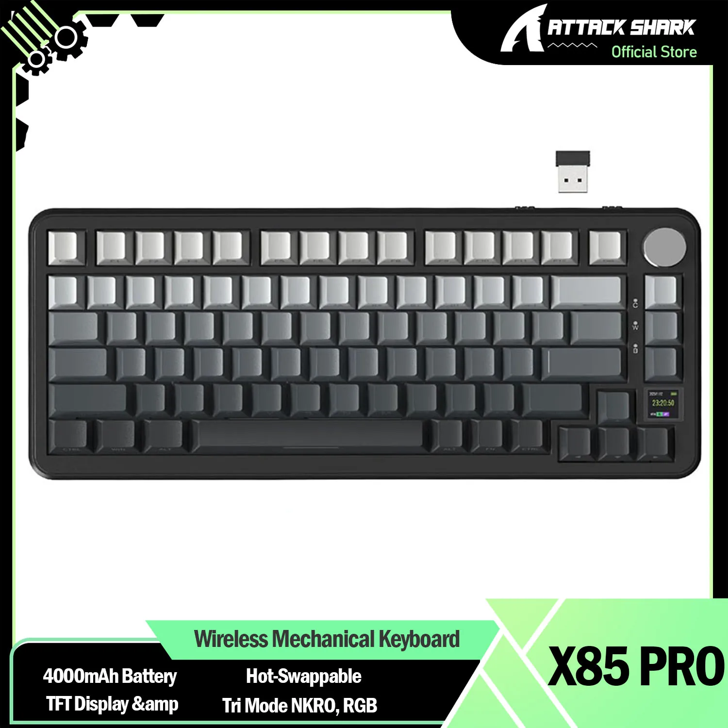 Беспроводная механическая клавиатура ATTACK SHARK X85PRO 75% с TFT-дисплеем и ручкой, линейным переключателем с возможностью горячей замены, 4000 мАч, NKRO, RGB
Беспроводная механическая клавиатура ATTACK SHARK X85PRO 75% с TFT-дисплеем и ручкой, линейным переключателем с возможностью горячей замены, 4000 мАч, NKRO, RGB