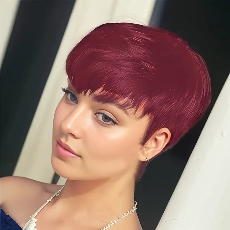 150% density short straight machine made 6inch ginger burgundy black color pixie cut human hair wigs for women wig daily party
150% density short straight machine made 6inch ginger burgundy black color pixie cut human hair wigs for women wig daily party