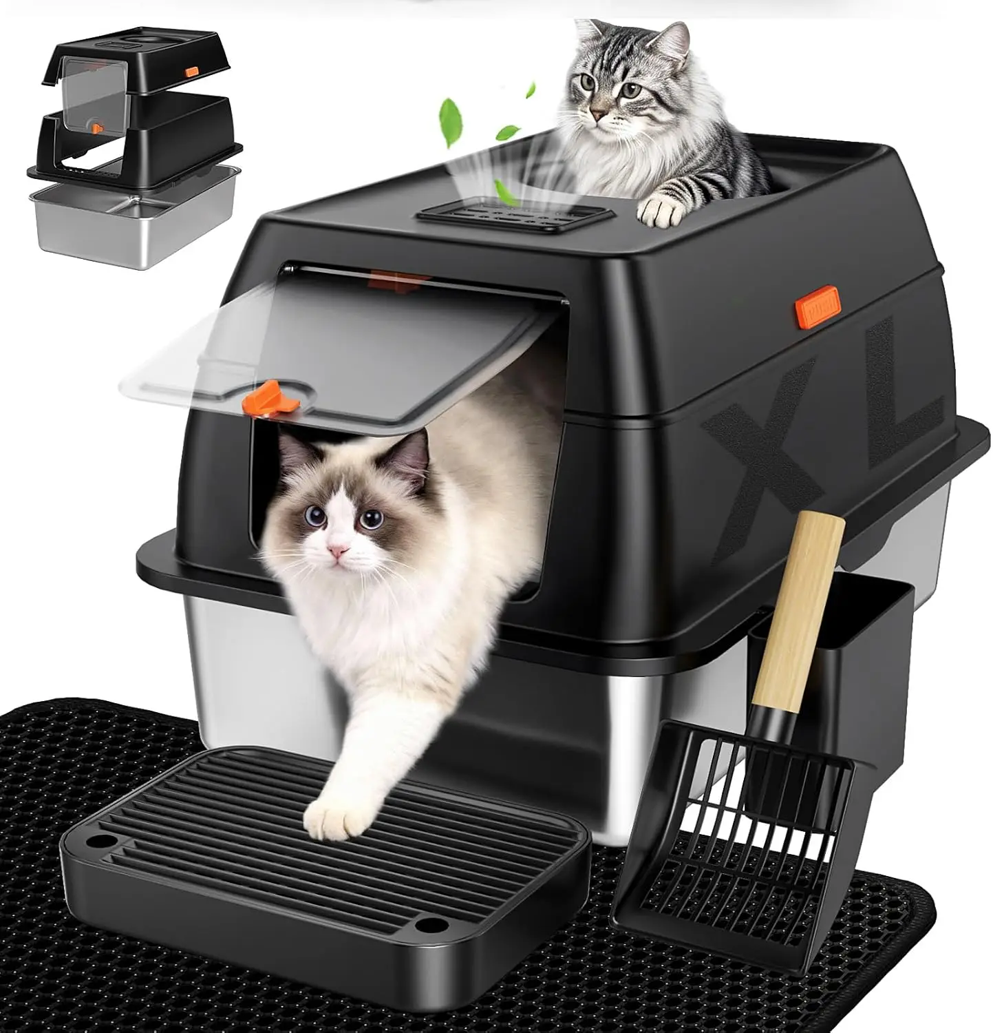 Large Stainless Steel Cat Litter Box with Lid, Enclosed Design for Odor Control and Easy Cleaning
Large Stainless Steel Cat Litter Box with Lid, Enclosed Design for Odor Control and Easy Cleaning