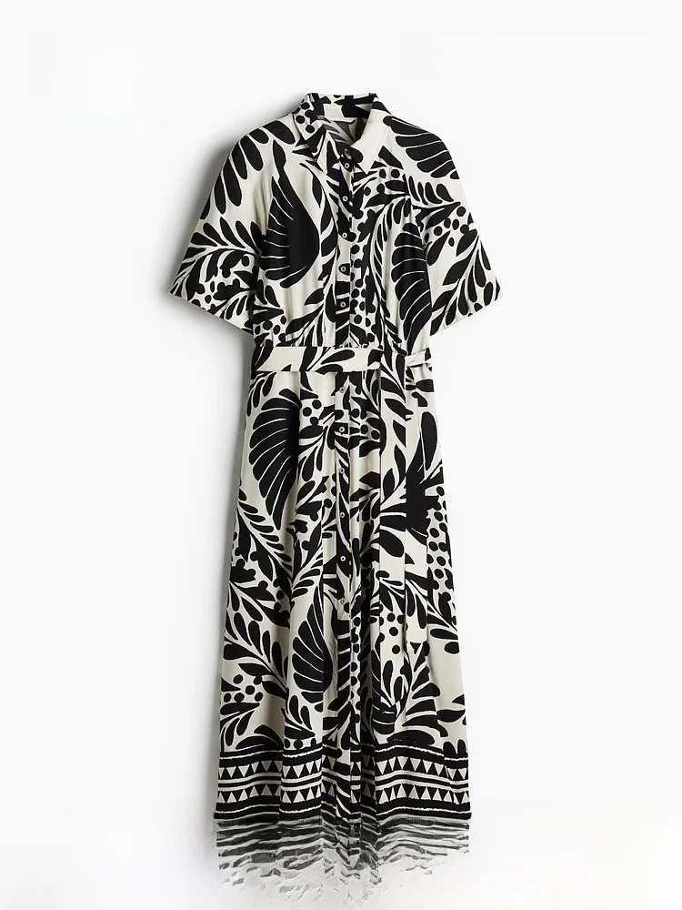H&M Women's irt Sle Printed Long Dr Waist Belted Plant Patterned Holiday Vibes Casual Mid-length V-ne Gown
H&M Women's irt Sle Printed Long Dr Waist Belted Plant Patterned Holiday Vibes Casual Mid-length V-ne Gown