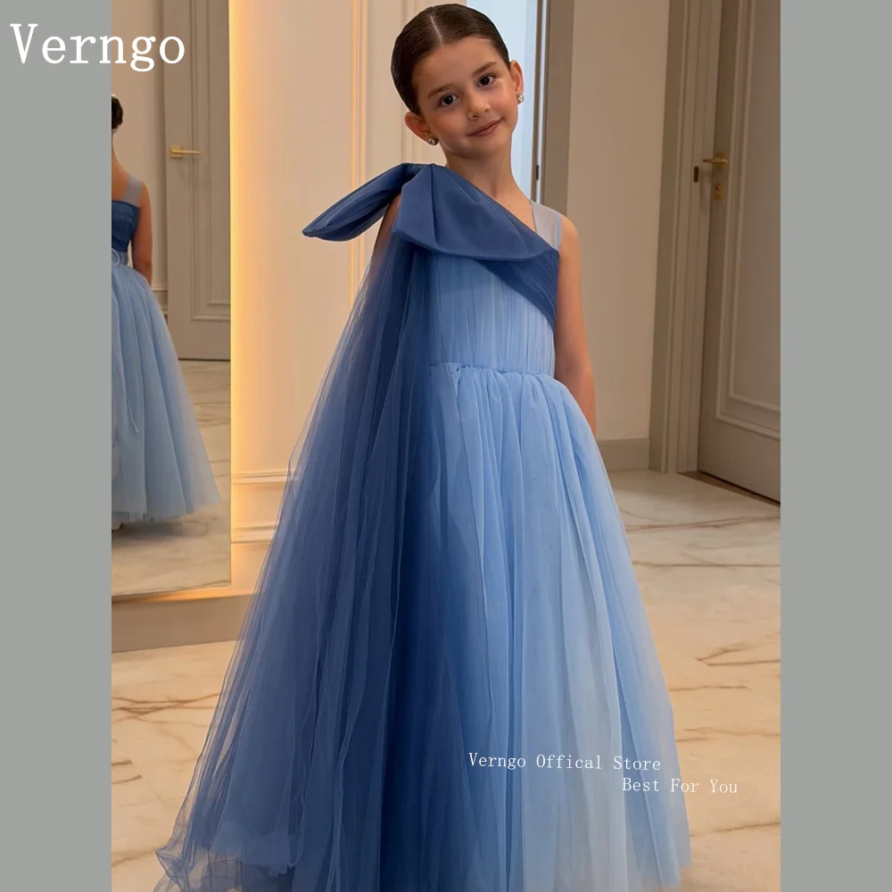 Verngo Cute Blue Tulle Princess Girl Birthday Dresses One Shoulder A Line Ball Gowns Bow Kid Gowns Customized
Verngo Cute Blue Tulle Princess Girl Birthday Dresses One Shoulder A Line Ball Gowns Bow Kid Gowns Customized