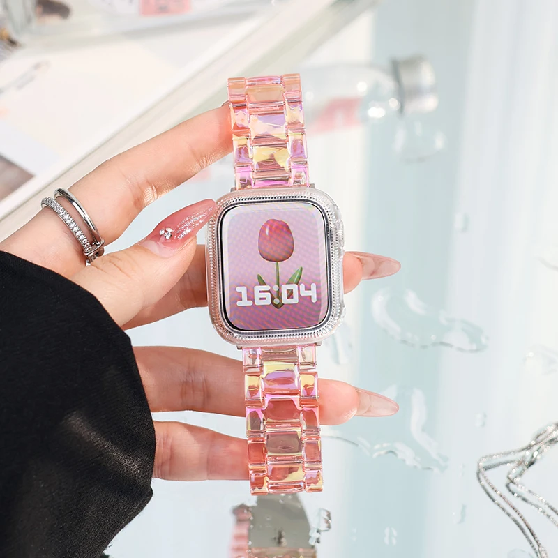 New Laser Transparent Strap for Apple Watch Band 44mm 40 41 45 38 49 46 42mm correa Bracelet for iWatch series 10 9 8 7 SE 6 5 4
New Laser Transparent Strap for Apple Watch Band 44mm 40 41 45 38 49 46 42mm correa Bracelet for iWatch series 10 9 8 7 SE 6 5 4