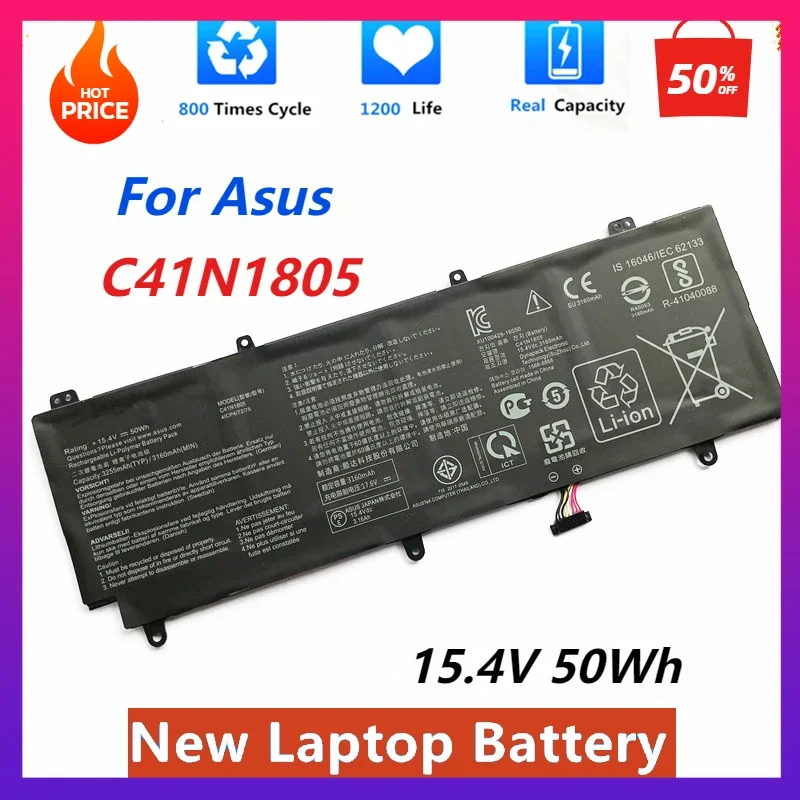 New C41N1805 0B200-03020000 Laptop Battery for Asus ROG ZEPHYRUS S GX531 GAMING GX531GS GX531GX GX531GW GX531GM
New C41N1805 0B200-03020000 Laptop Battery for Asus ROG ZEPHYRUS S GX531 GAMING GX531GS GX531GX GX531GW GX531GM