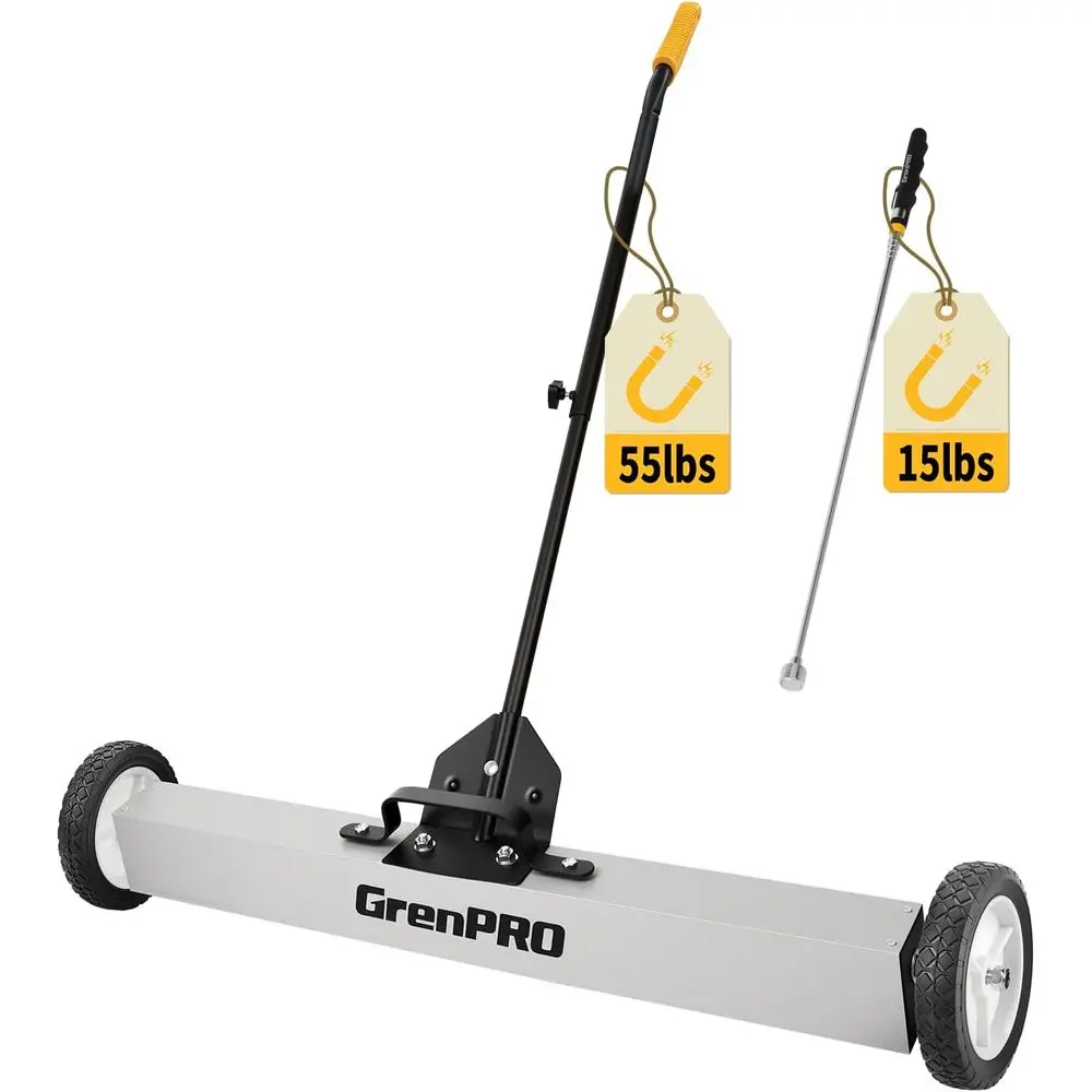 36 Rolling Lawn Magnet Sweeper, 55 lbs, Telescoping Handle, Ideal for Picking Up Nails & Screws in Workshop or Garage
36 Rolling Lawn Magnet Sweeper, 55 lbs, Telescoping Handle, Ideal for Picking Up Nails & Screws in Workshop or Garage