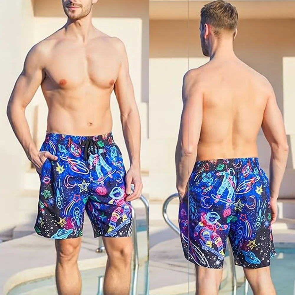 Мужской купальник, быстросохнущий мужской морской костюм, мужские шорты, пляжные шорты с принтом космонавтов, купальная одежда, спортивные шорты для мужчин 
Мужской купальник, быстросохнущий мужской морской костюм, мужские шорты, пляжные шорты с принтом космонавтов, купальная одежда, спортивные шорты для мужчин