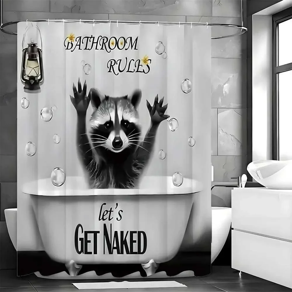 Funny Raccoon Bath Print Shower Curtain, Waterproof Polyester Bathroom Curtain with Hooks for Home Decor
Funny Raccoon Bath Print Shower Curtain, Waterproof Polyester Bathroom Curtain with Hooks for Home Decor