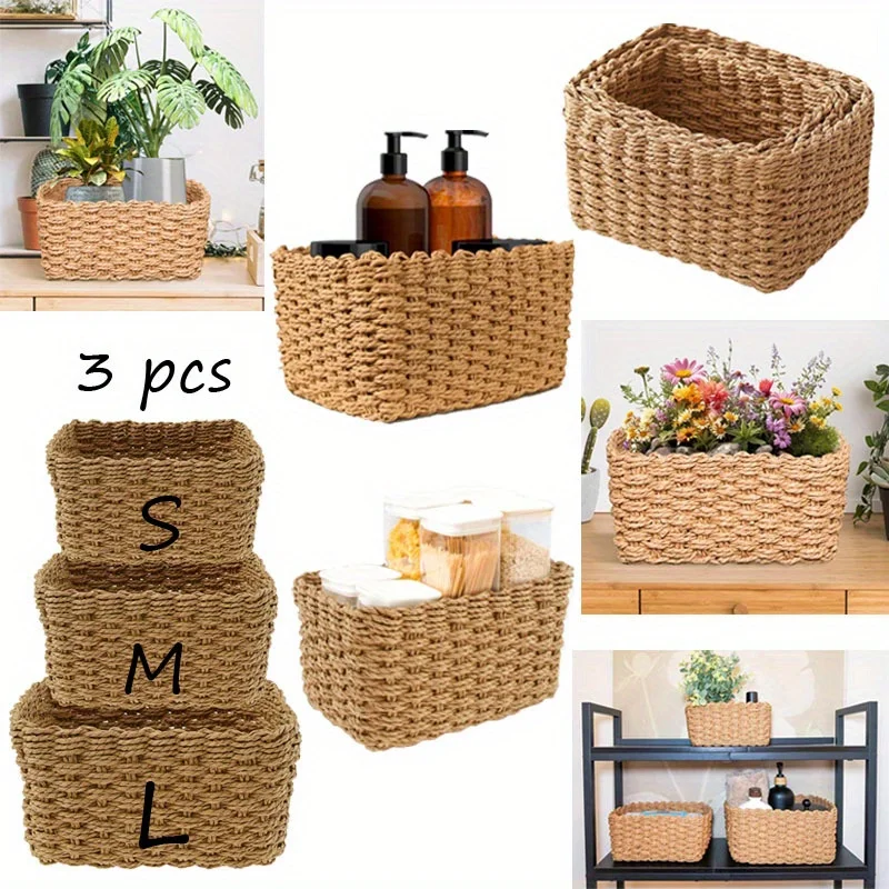 Набор из 3-х корзин, плетеные корзины для хранения, ящики для хранения аксессуаров, органайзер для макияжа, органайзер для пеленального столика
Набор из 3-х корзин, плетеные корзины для хранения, ящики для хранения аксессуаров, органайзер для макияжа, органайзер для пеленального столика