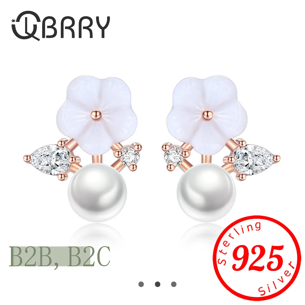 Gift Women's 925 Sterling Silver Pearl Crystal Jewelry Fashion New Flower Stud Earrings 
Gift Women's 925 Sterling Silver Pearl Crystal Jewelry Fashion New Flower Stud Earrings