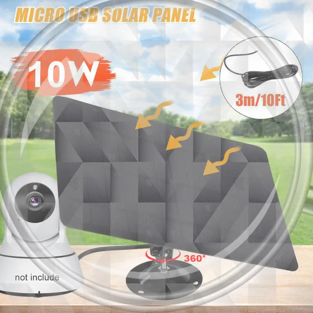 5V 10W Solar Panel IPX6 Waterproof Outdoor Camera Solar Panel 360° Adjustable Mounting Solar Charging Panel for Camera
5V 10W Solar Panel IPX6 Waterproof Outdoor Camera Solar Panel 360° Adjustable Mounting Solar Charging Panel for Camera