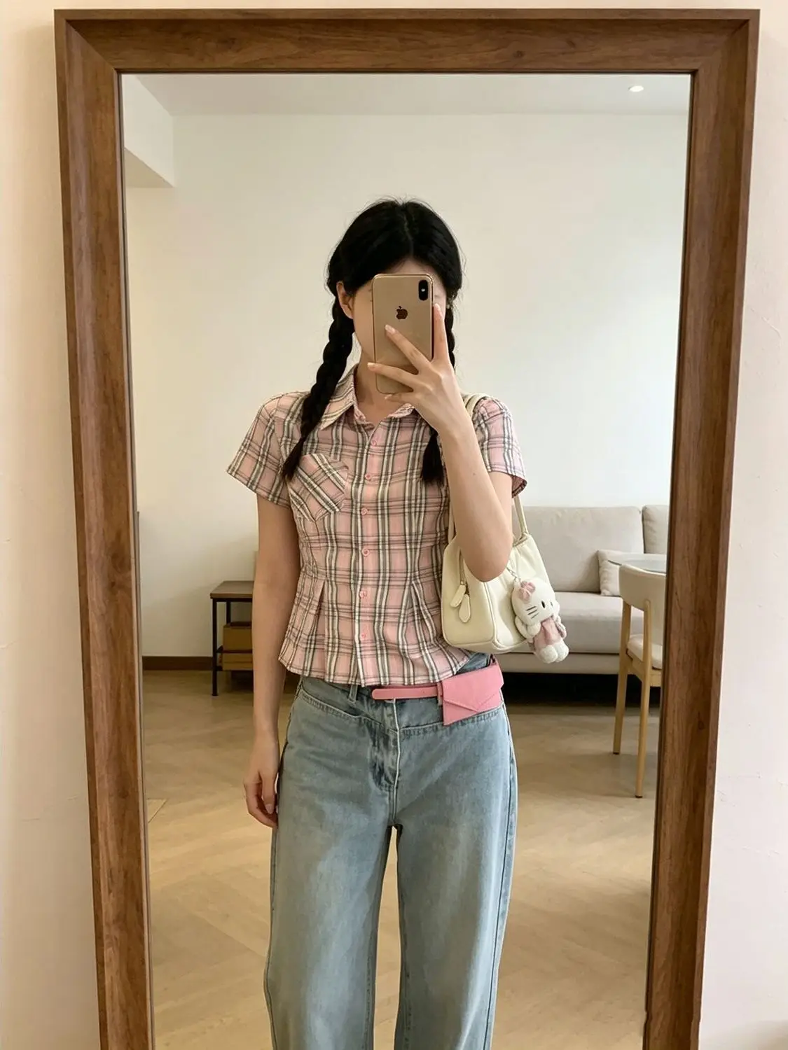 Pink Waist-Cinching Plaid Shirt Women's Fashion Slim Fit Short Sleeve Spring Summer Design Trendy Top Commute Wear Regular Le...
Pink Waist-Cinching Plaid Shirt Women's Fashion Slim Fit Short Sleeve Spring Summer Design Trendy Top Commute Wear Regular Le...