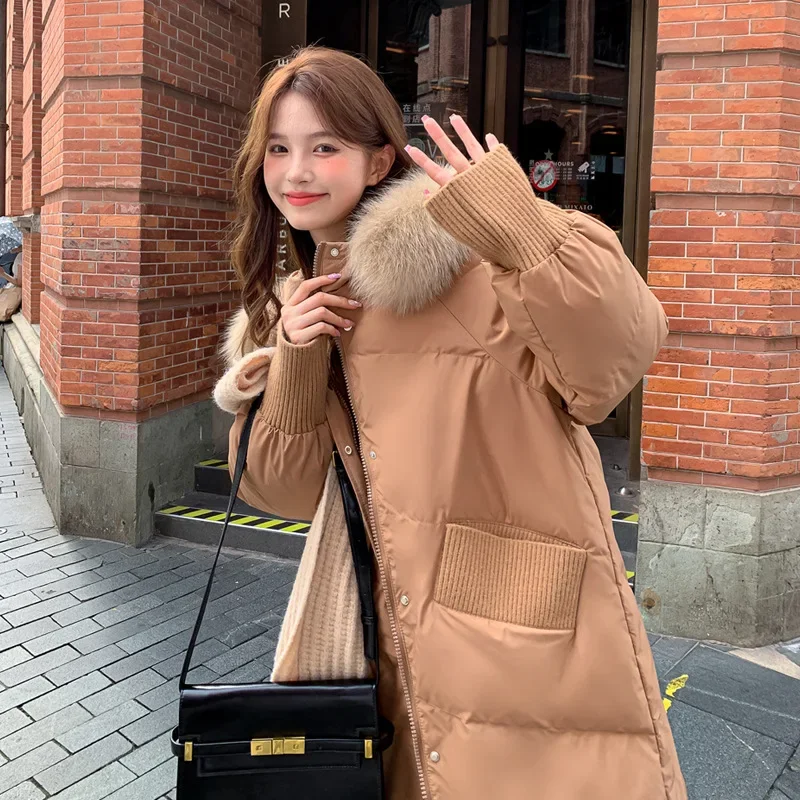 Caramel Hooded Down Jacket for Plump Women 2023 Large Size Overcoats Lady White Duck Thickened Jacket Fox Fur Loose Coat Vintage
Caramel Hooded Down Jacket for Plump Women 2023 Large Size Overcoats Lady White Duck Thickened Jacket Fox Fur Loose Coat Vintage