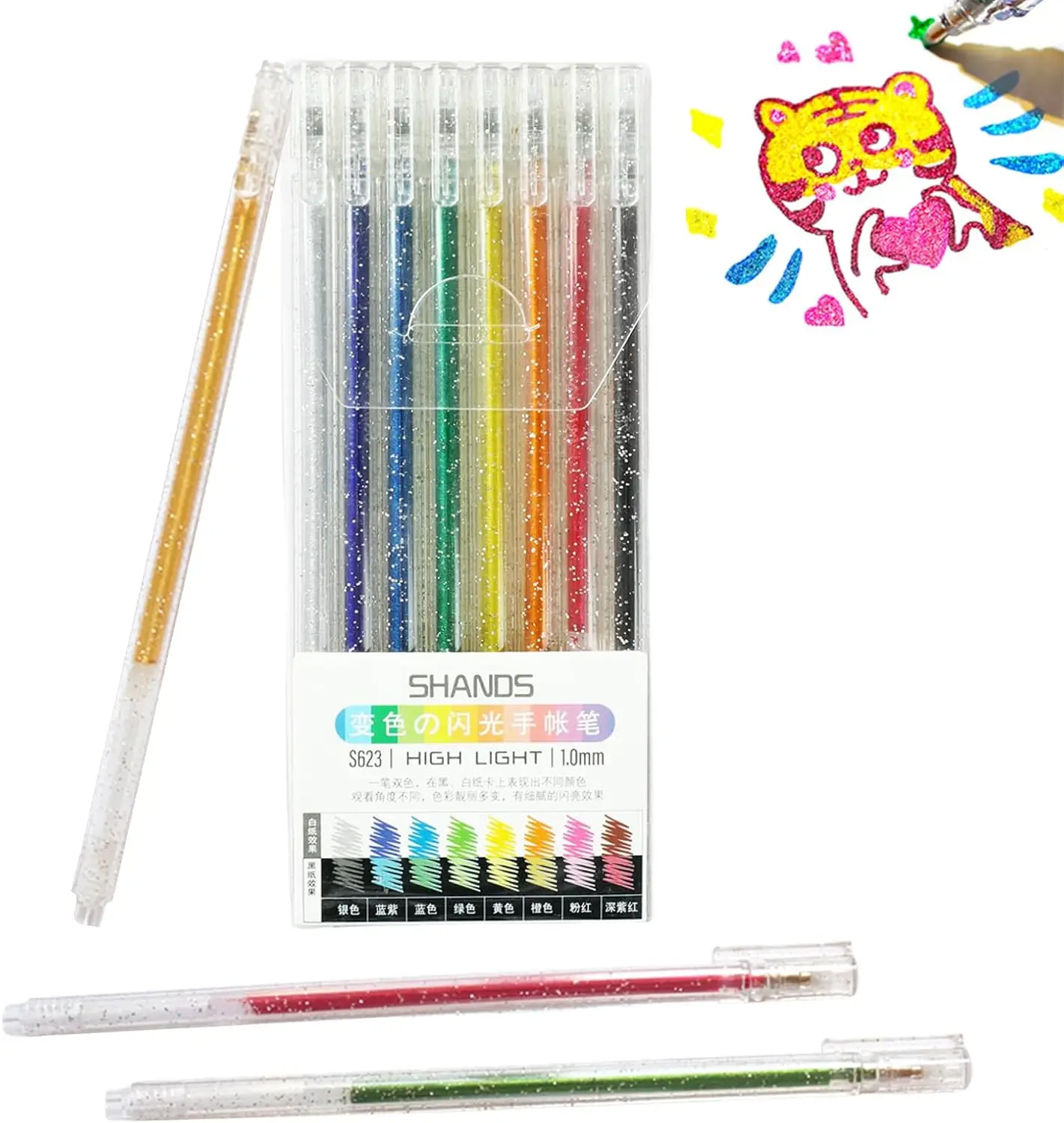 8 Colors Glitter Gel Pens 1.0mm Bold Point Vibrant Sparkle Colored Pen for Coloring Books, Crafting Journaling Doodling Drawing,
8 Colors Glitter Gel Pens 1.0mm Bold Point Vibrant Sparkle Colored Pen for Coloring Books, Crafting Journaling Doodling Drawing,