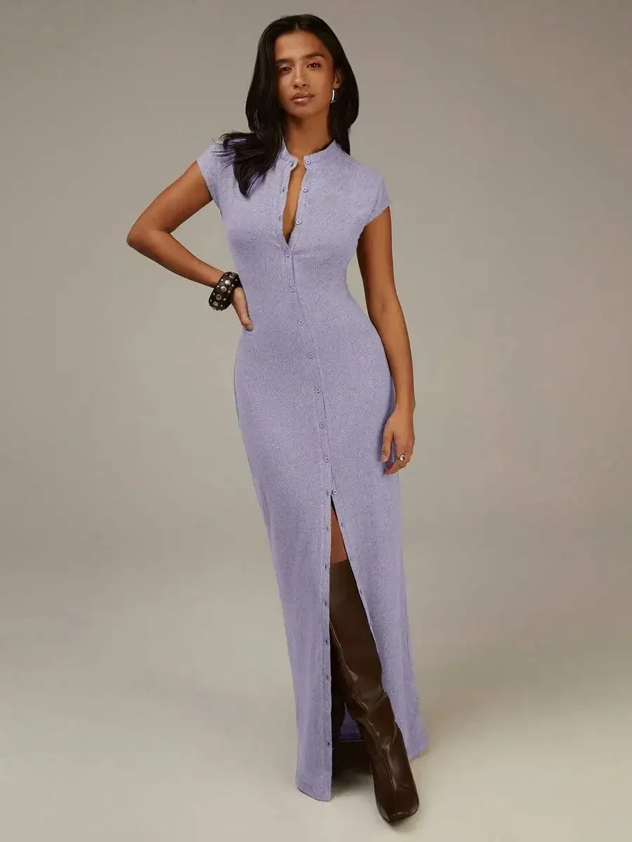 Womens Casual Button Front Maxi Dress With Side Slit
Womens Casual Button Front Maxi Dress With Side Slit