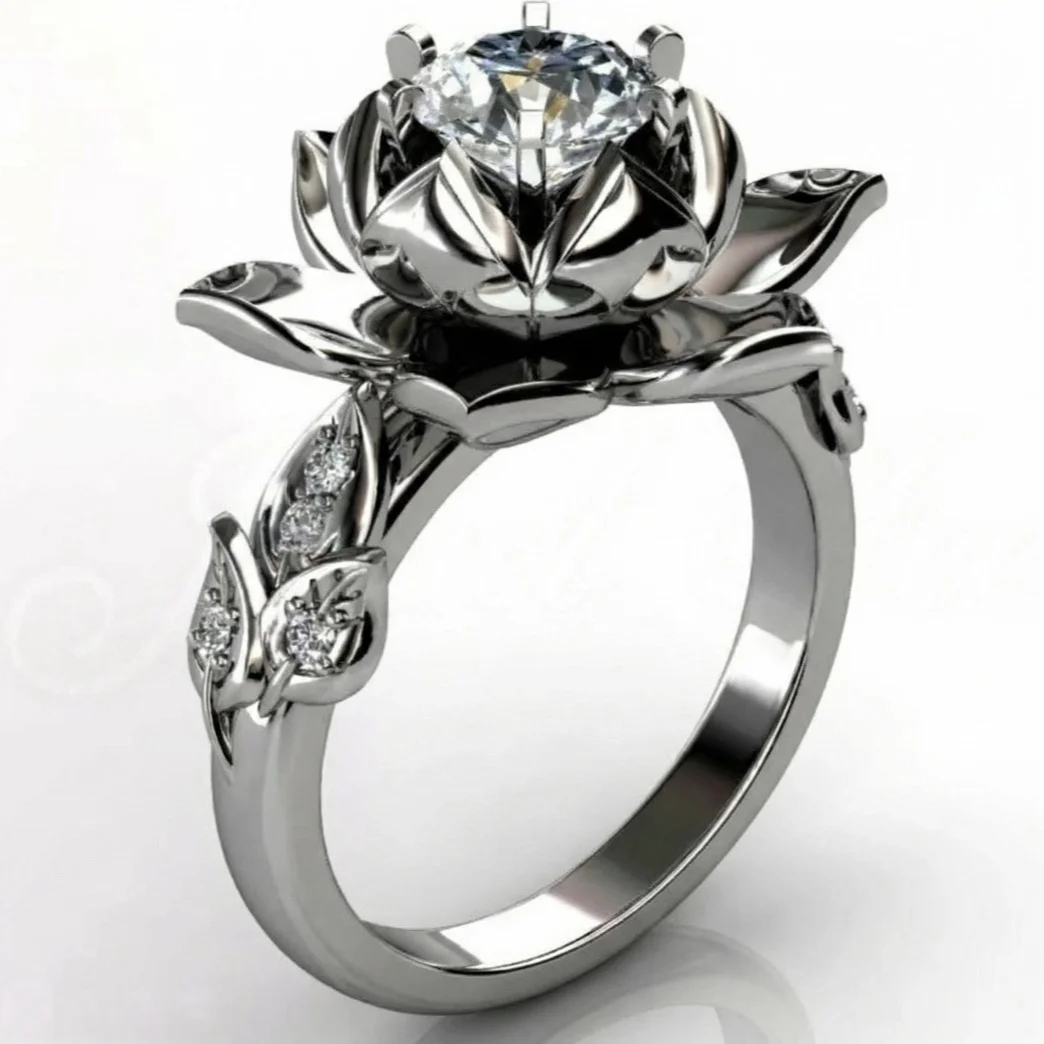 Vintage 925 Silver Sparkling Lotus Zirconia Halo Ring for Women - Brilliant embellishment, elegant jewelry gift for Valentine's Day, anniversary, engagement, wedding, Christmas and daily wear
Vintage 925 Silver Sparkling Lotus Zirconia Halo Ring for Women - Brilliant embellishment, elegant jewelry gift for Valentine's Day, anniversary, engagement, wedding, Christmas and daily wear