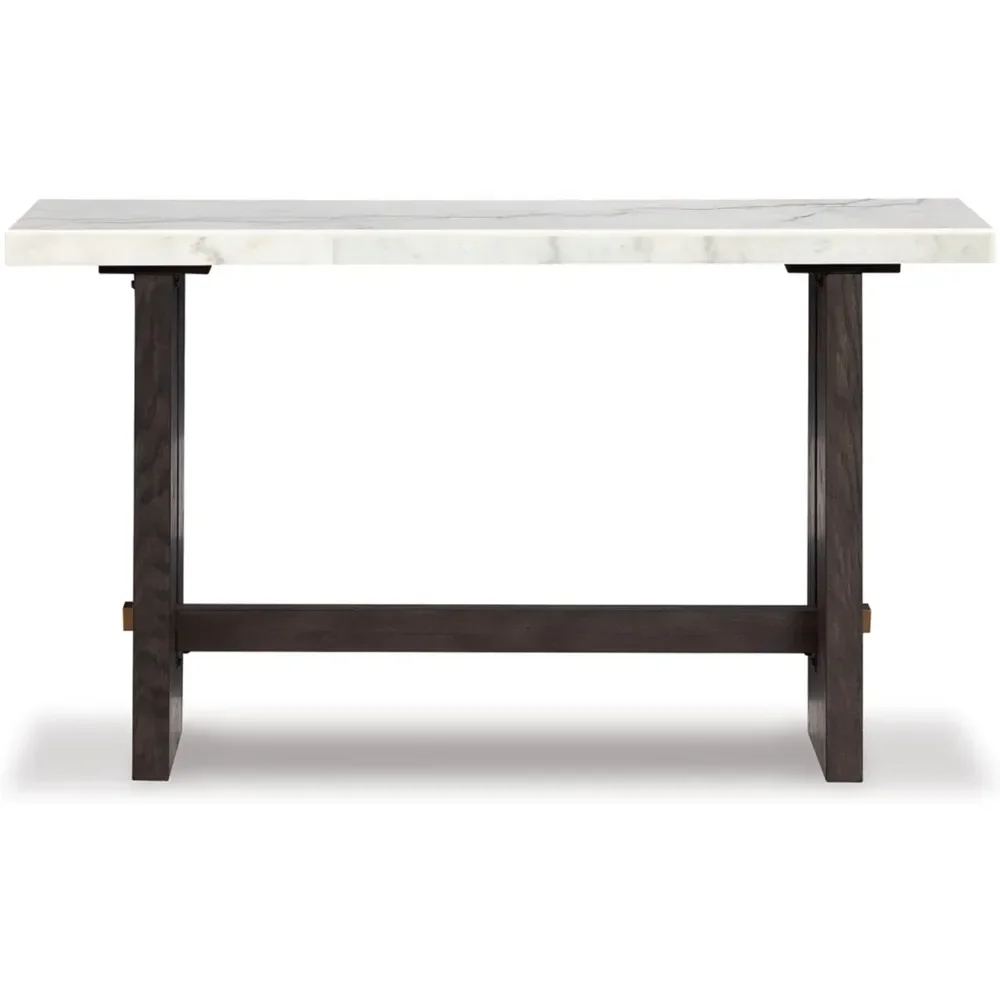 # l Traditional Rectangular Sofa Table with Marble Tabletop, Dark Brown & White
# l Traditional Rectangular Sofa Table with Marble Tabletop, Dark Brown & White
