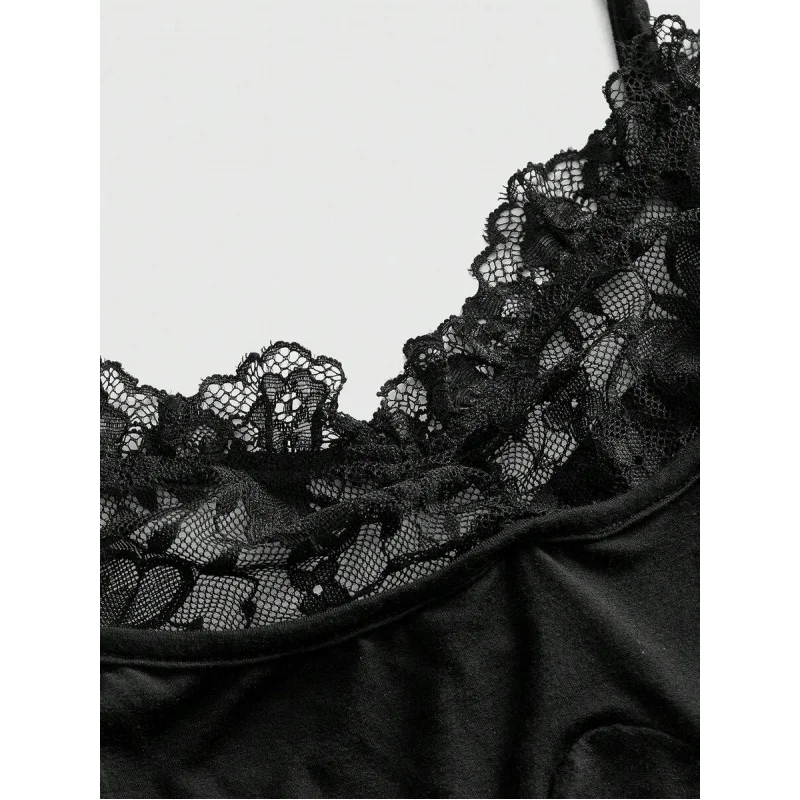 Lace Patchwork Bodycon Sleeveless Top, Goth Beach Vacation Summer Outfits
Lace Patchwork Bodycon Sleeveless Top, Goth Beach Vacation Summer Outfits