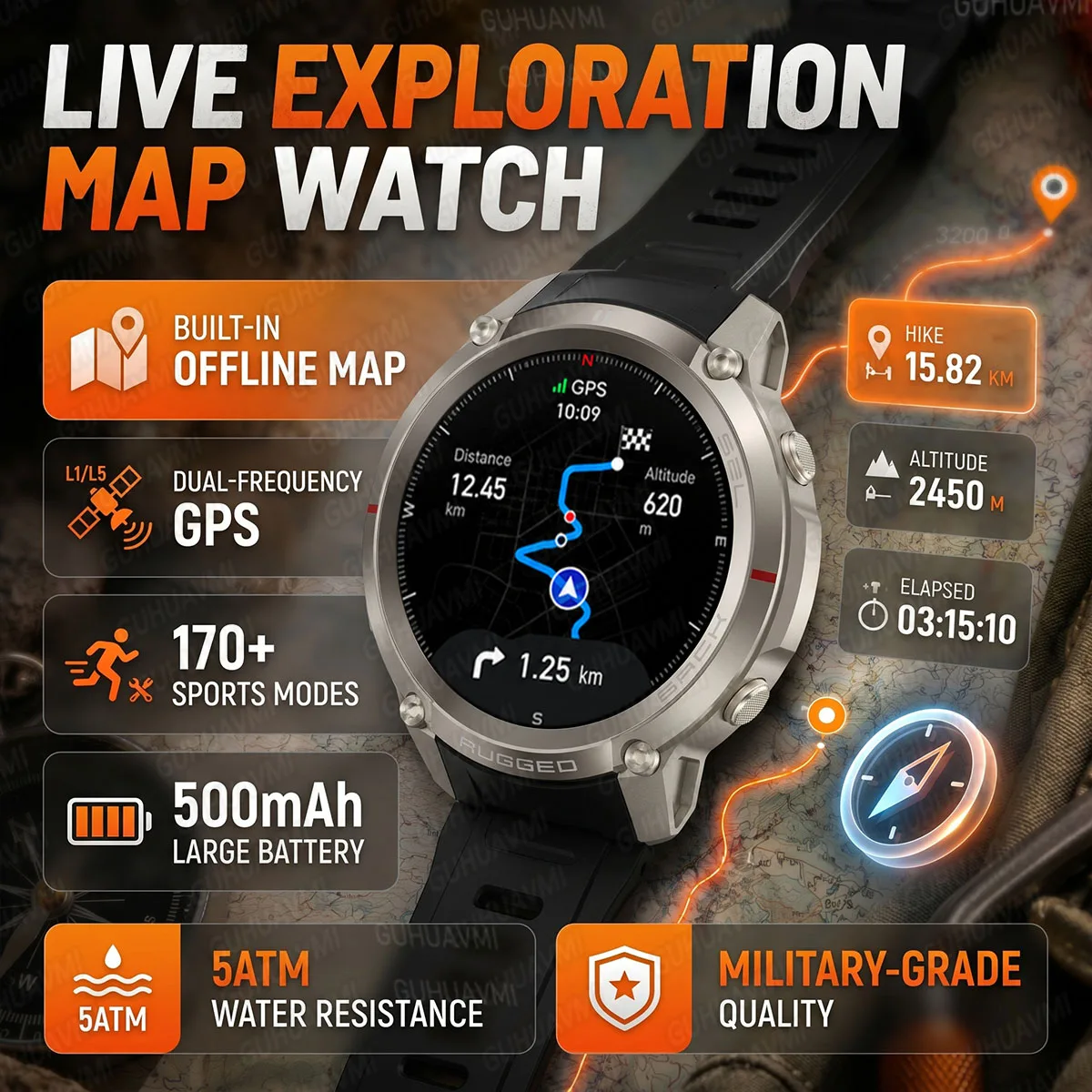 2026 New Rugged GPS Smart Watch 1.43 AMOLED HD Touch Screen 5ATM Waterproof Compass Barometer Altitude Offline Map Fitness Watch
2026 New Rugged GPS Smart Watch 1.43 AMOLED HD Touch Screen 5ATM Waterproof Compass Barometer Altitude Offline Map Fitness Watch