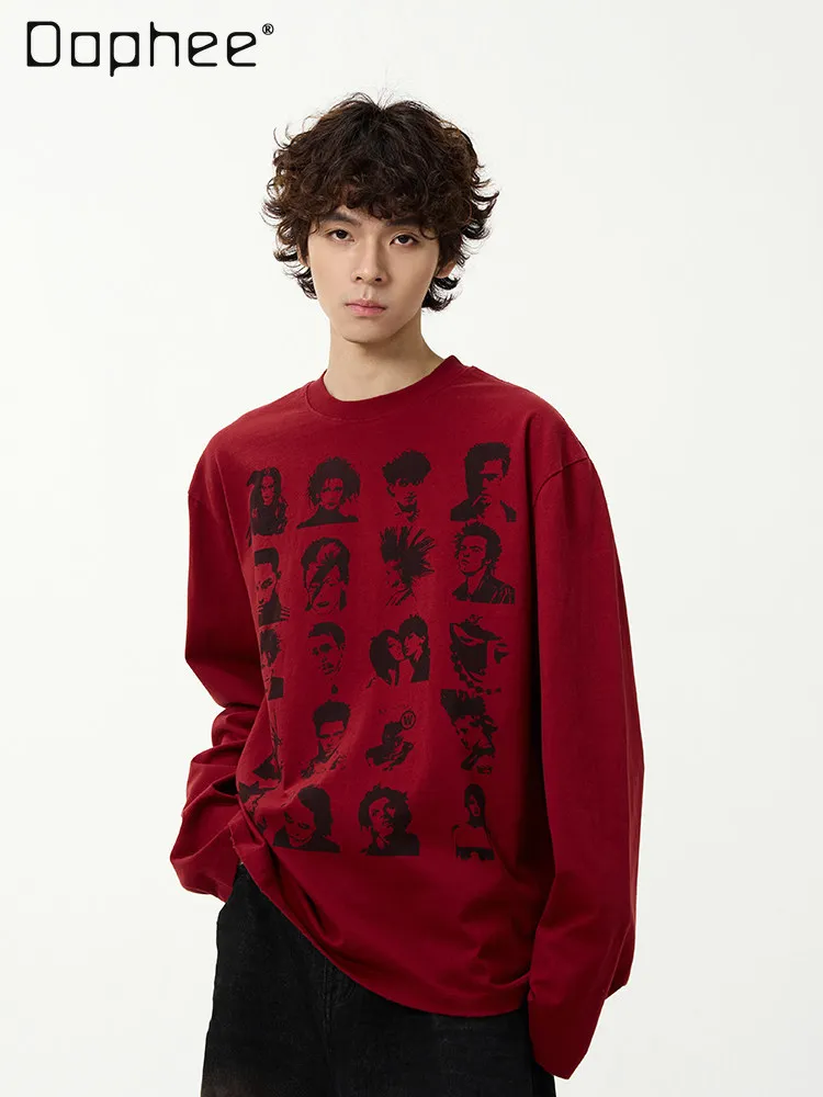 2026 Spring Autumn American Street Style Character Print Men's Red Loose Casual Round-neck Long-sleeve T-shirt
2026 Spring Autumn American Street Style Character Print Men's Red Loose Casual Round-neck Long-sleeve T-shirt