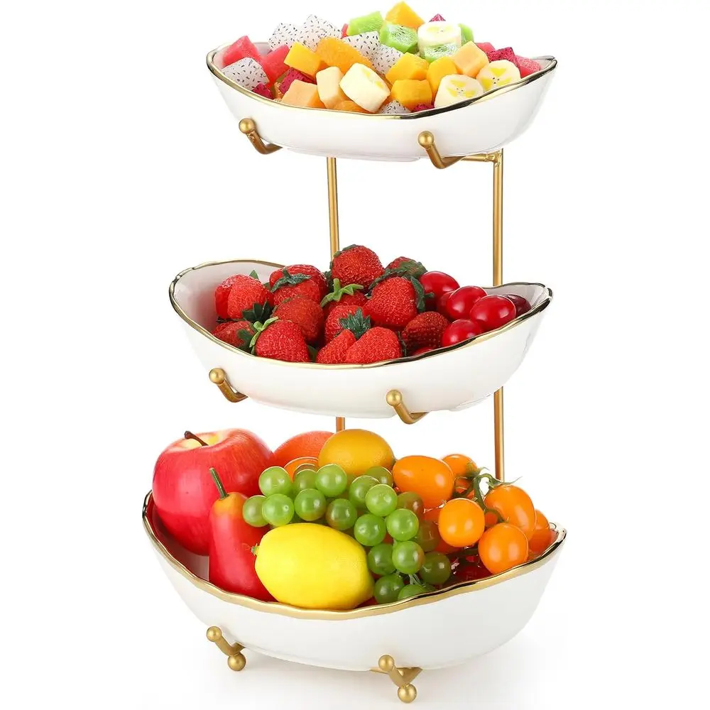 3 Tier Ceramic Fruit Bowl for Kitchen Counter Tiered Fruit Stands for Kitchen Counter Ceramic Serving Display Bowls with Metal S
3 Tier Ceramic Fruit Bowl for Kitchen Counter Tiered Fruit Stands for Kitchen Counter Ceramic Serving Display Bowls with Metal S