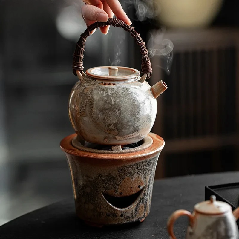 635ml Wood-fired Porcelain Teapot Kiln Change Ink Rattan Woven Lifting Handle Pot Large Boiling Water Kettle For Carbon Stove
635ml Wood-fired Porcelain Teapot Kiln Change Ink Rattan Woven Lifting Handle Pot Large Boiling Water Kettle For Carbon Stove