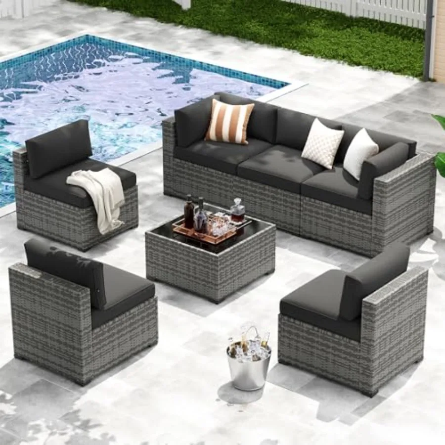 7-Piece Patio Furniture Set, Wicker Rattan Outdoor Furniture with Thick Cushions, Patio Conversation Sets with Coffee Table, Ou
7-Piece Patio Furniture Set, Wicker Rattan Outdoor Furniture with Thick Cushions, Patio Conversation Sets with Coffee Table, Ou