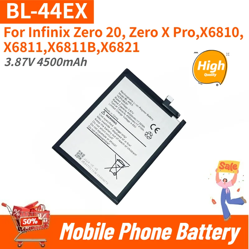 BL-44EX High Quality Phone Battery 3.87V 4500mAh For Infinix Zero 20, Zero X Pro,X6810, X6811,X6811B,X6821 Replacement Battery
BL-44EX High Quality Phone Battery 3.87V 4500mAh For Infinix Zero 20, Zero X Pro,X6810, X6811,X6811B,X6821 Replacement Battery