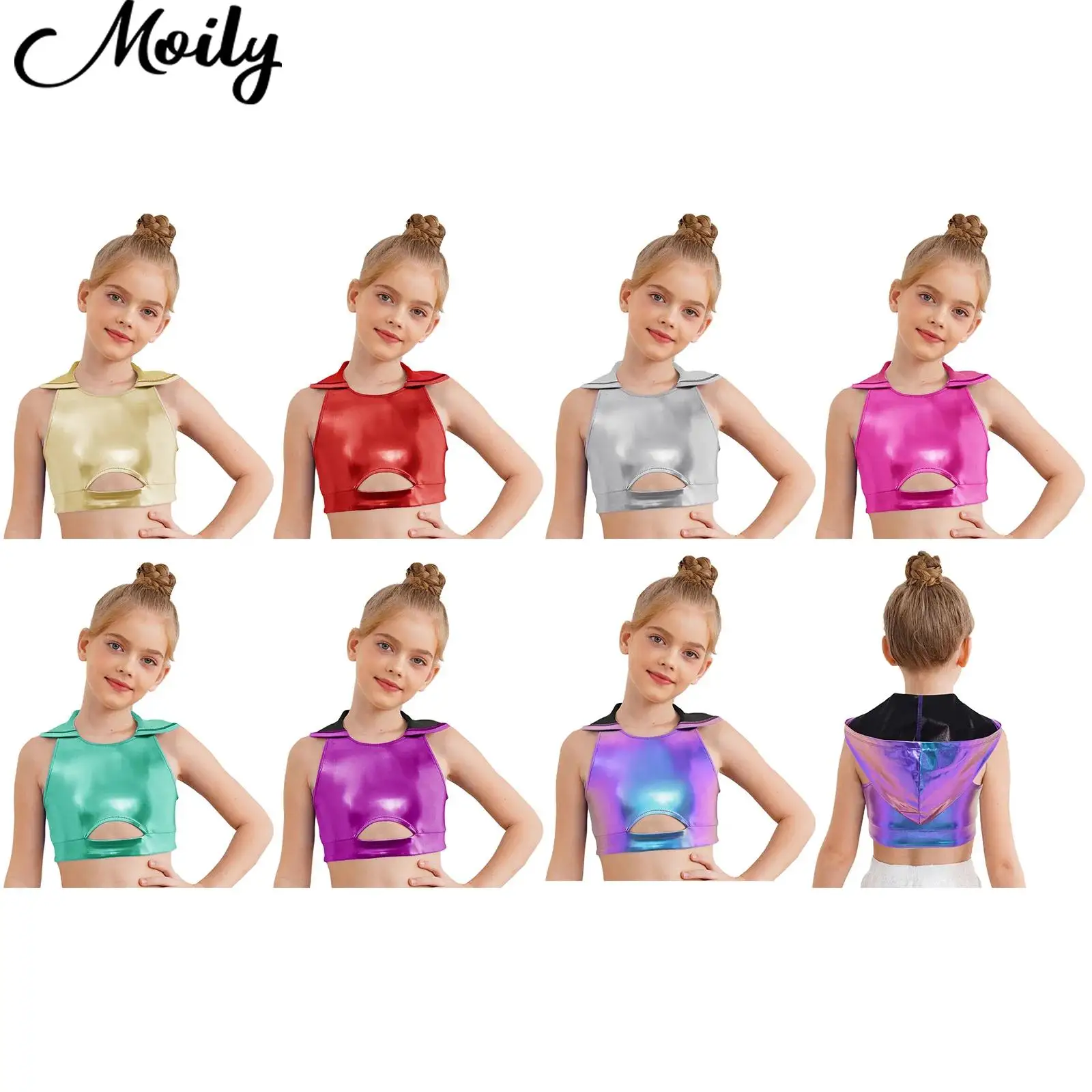 Girls Stylish Metallic Hooded Tank Top Jazz Hip Hop Street Dance Disco Performance Costume Cutout Front Crop Tops Athletic Vest
Girls Stylish Metallic Hooded Tank Top Jazz Hip Hop Street Dance Disco Performance Costume Cutout Front Crop Tops Athletic Vest