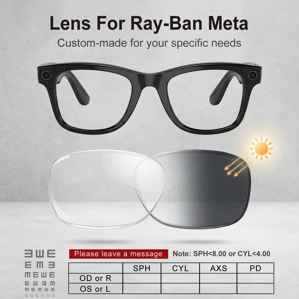 Custom Prescription Lenses for Ray-Ban Meta Wayfarer Headliner Photochromic Transitions Lenses Myopia RX Blue Light Block Gen 1/
Custom Prescription Lenses for Ray-Ban Meta Wayfarer Headliner Photochromic Transitions Lenses Myopia RX Blue Light Block Gen 1/