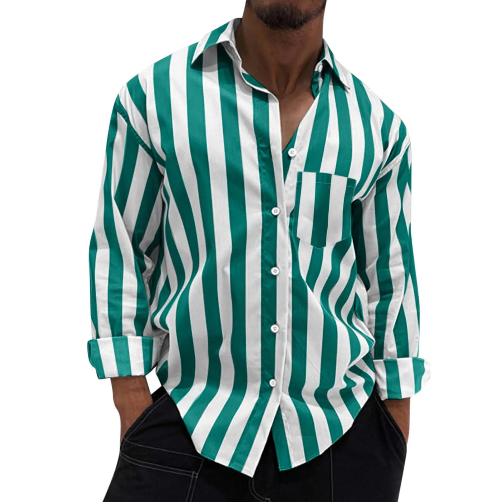 Shirts For Men Casual Autumn Striped Print Shirt Turn Down Collar Single Breasted Long Sleeve Pocket Shirt Male Vintage Clothes
Shirts For Men Casual Autumn Striped Print Shirt Turn Down Collar Single Breasted Long Sleeve Pocket Shirt Male Vintage Clothes