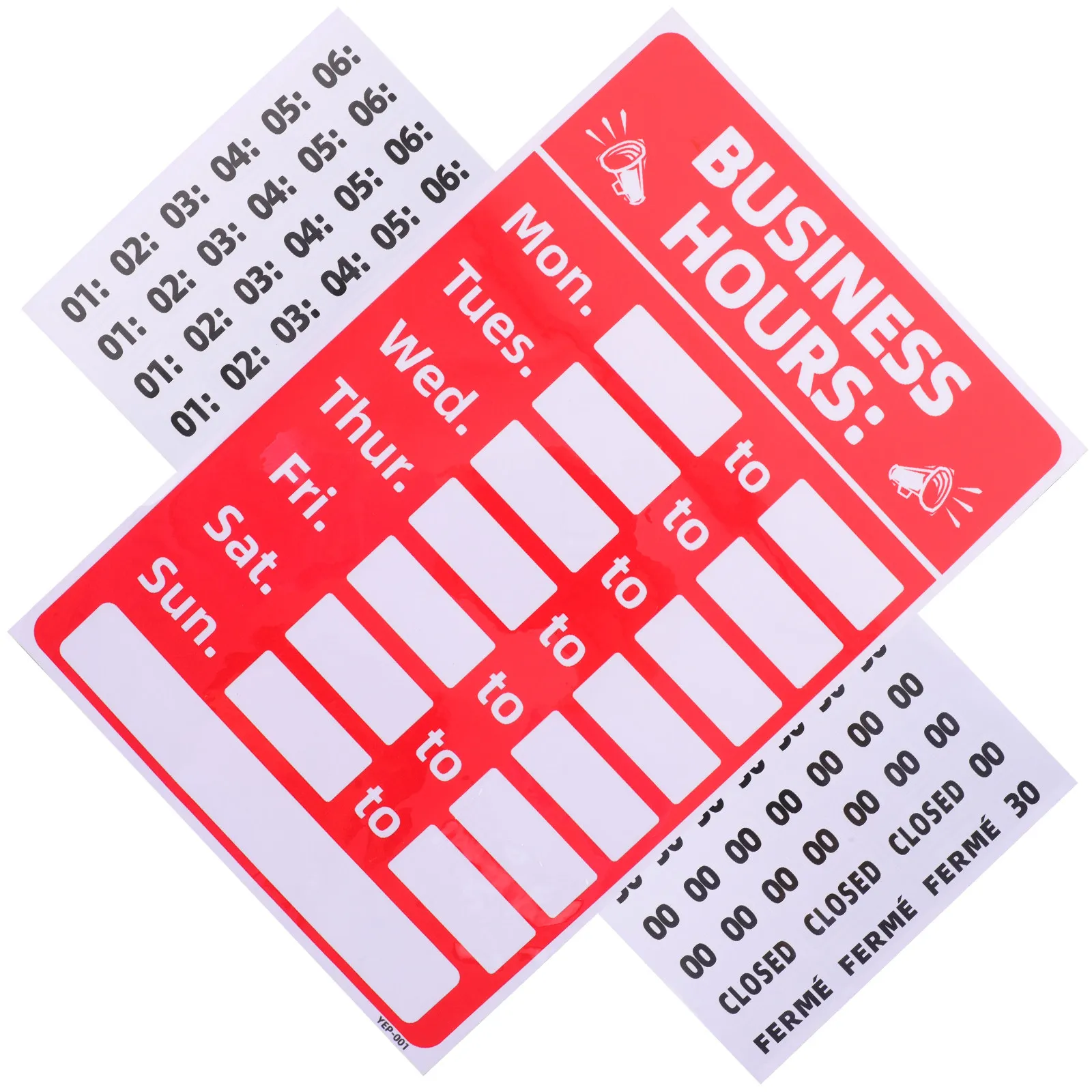 2Pcs Changeable Store Hours Sign Sticker Self-Adhesive PVC Operation Hours Decal for Coffee Shop Restaurant Grocery Pharmacy
2Pcs Changeable Store Hours Sign Sticker Self-Adhesive PVC Operation Hours Decal for Coffee Shop Restaurant Grocery Pharmacy