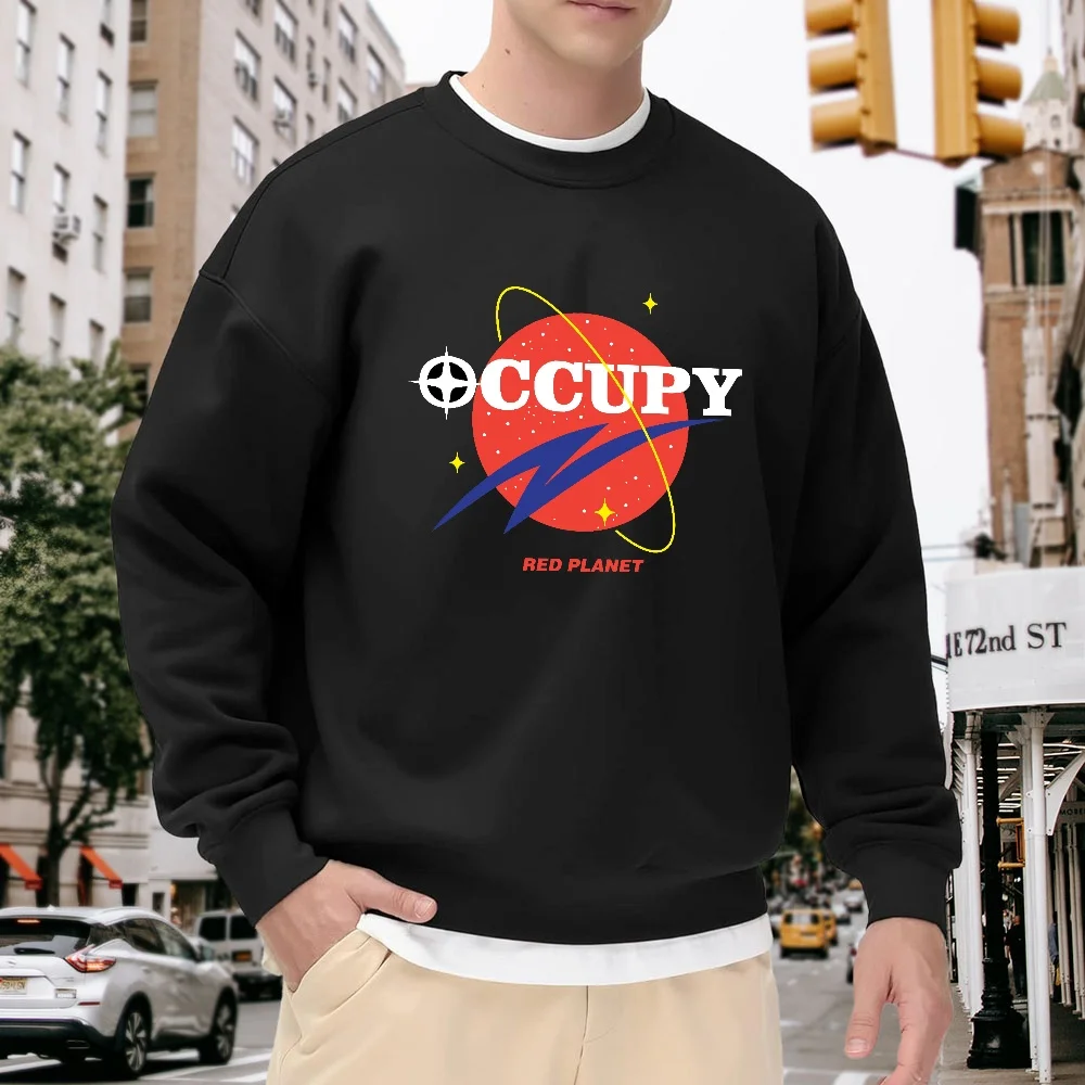 Men's Black Crew Neck Pullover Sweatshirt, Loose Fit with Planet Letter Print, Street Fashion Casual Style, Versatile for Everyday Wear
Men's Black Crew Neck Pullover Sweatshirt, Loose Fit with Planet Letter Print, Street Fashion Casual Style, Versatile for Everyday Wear