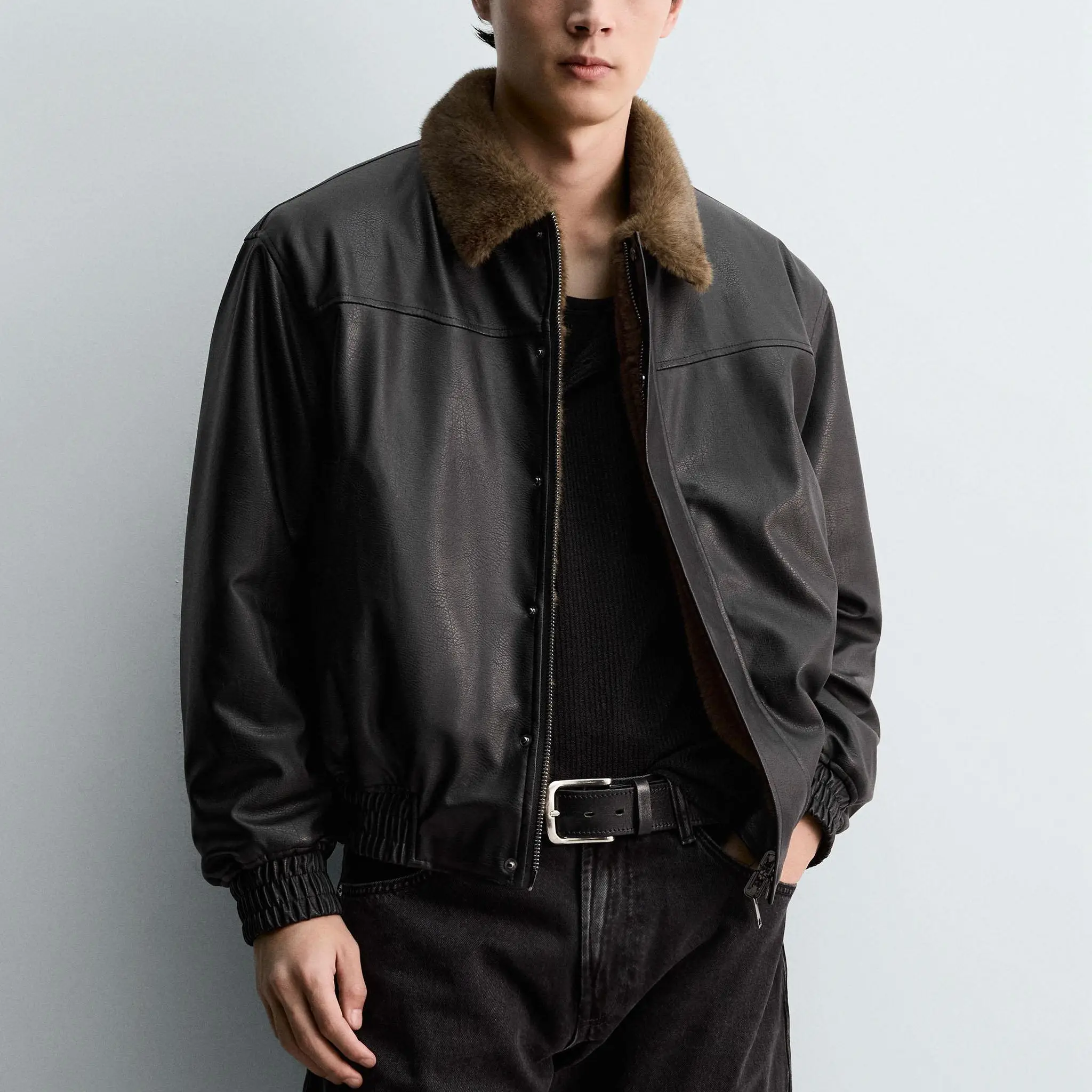 New Winter Men's Double-Sided Leather Effect ort Jaet Coat Warmth Casual Straight Hemline Long Sve Zipper Closure Jaet
New Winter Men's Double-Sided Leather Effect ort Jaet Coat Warmth Casual Straight Hemline Long Sve Zipper Closure Jaet