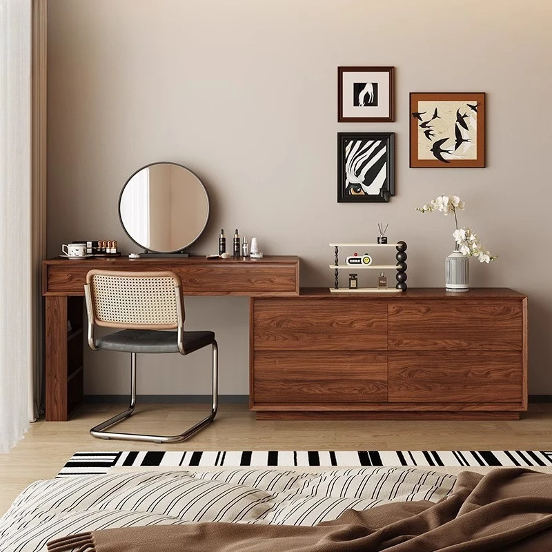 Bedroom retro retractable corner end of bed solid wood makeup table storage cabinet dresser chest cabinet integrated
Bedroom retro retractable corner end of bed solid wood makeup table storage cabinet dresser chest cabinet integrated